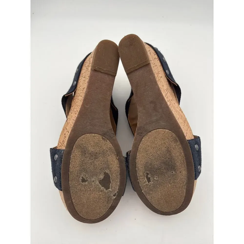 Women’s Lucky Brand Size 8 1/2 Navy Blue Wedged Sandals